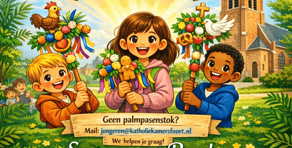Loop mee met je versierde Palmpasenstok